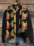 Colorful Cats Knit Art Cozy Tassel Scarf elevenforest
