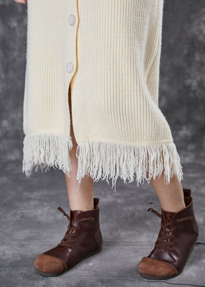Beige Turtle Neck Knitwear Dress Two Piece Set Spring
