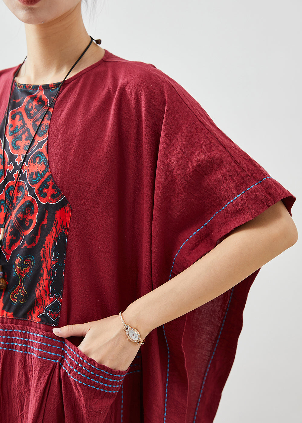 Mulberry Embroideried Patchwork Cotton Dresses Summer
