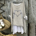 Comstylish Halloween Skull Heart Print Loose Blouse