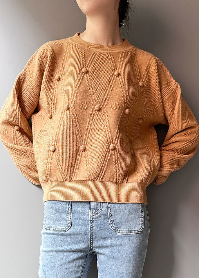 Khaki Cozy Patchwork Knit Sweaters Fall