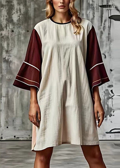 White Oversized Patchwork Cotton Vacation Dresses Summer