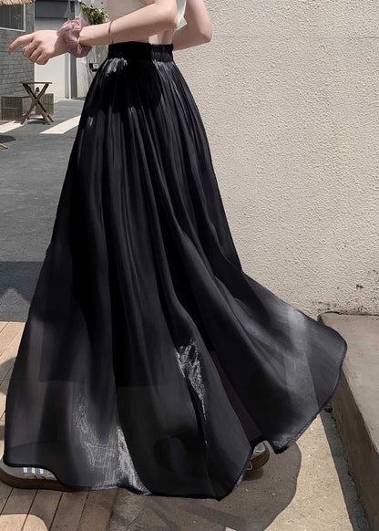 Black High Waist Patchwork Maxi Skirts