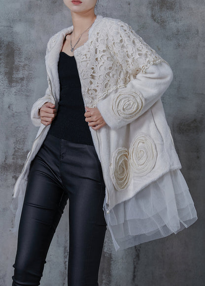 White Patchwork Mink Velvet Jackets Winter