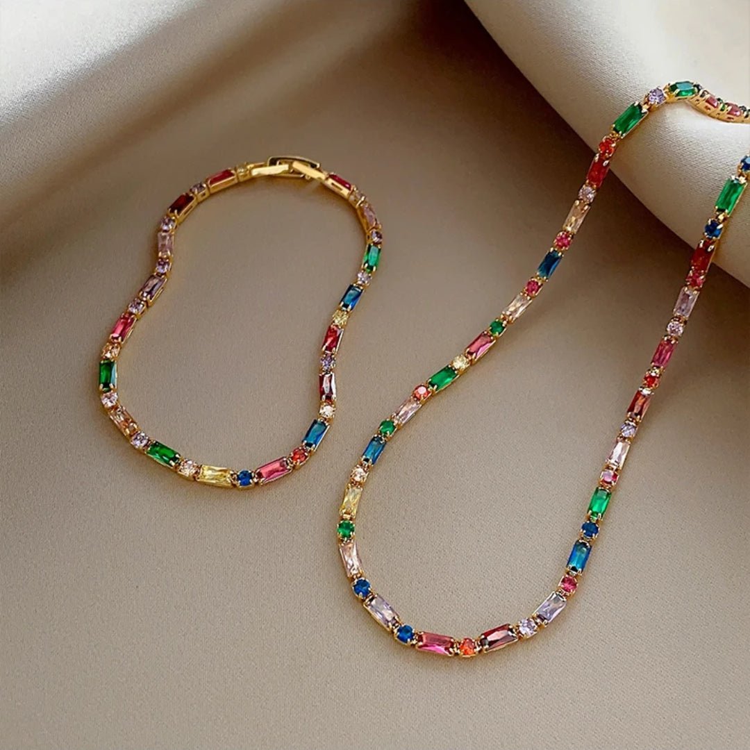 Colorful Crystal Necklace & Bracelet Pack