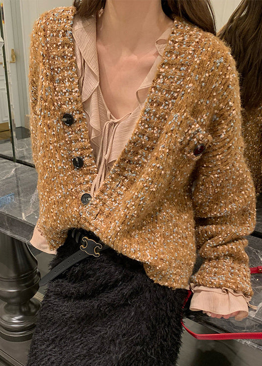 Brown Oversized Color Dots Knit Loose Coat Spring