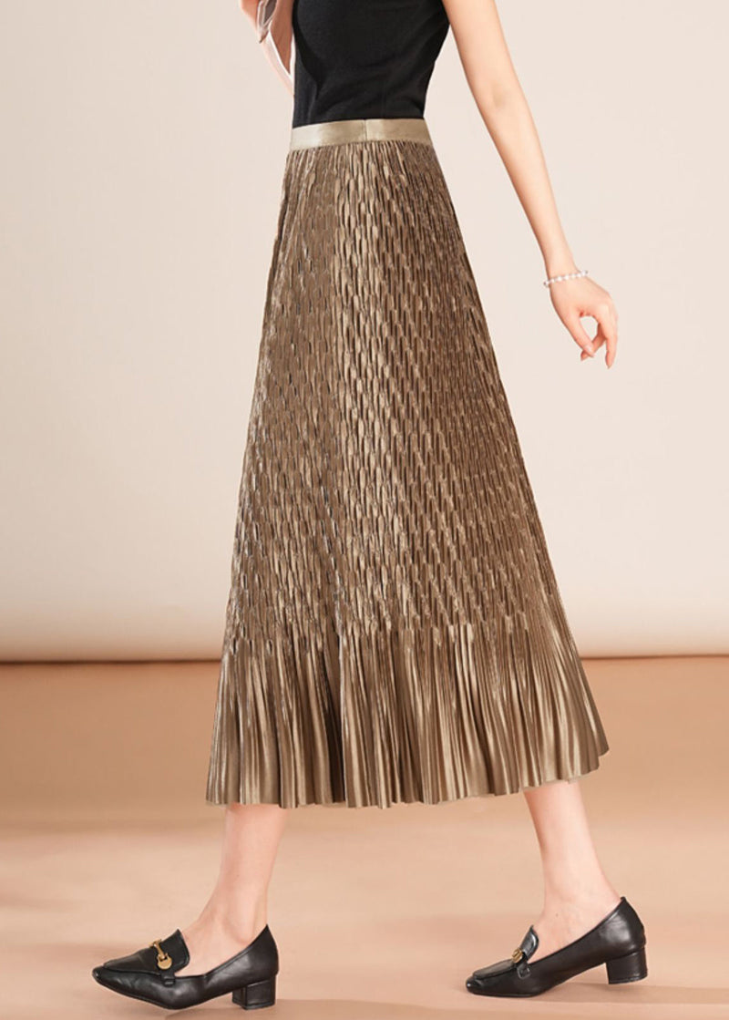 Simple Coffee Wrinkled Wear on Both Sides Tulle Skirt Spring