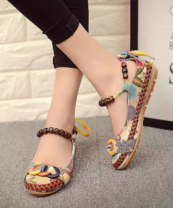 Style Handmade Beaded Flat Sole Single Shoes Soofairy Shoes-20251