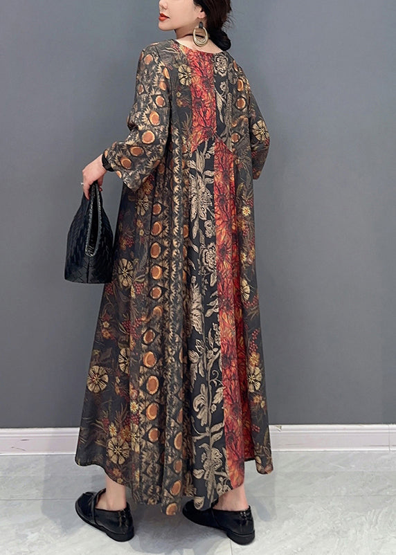Colorblock Oversized Patchwork Print Long Dress Summer