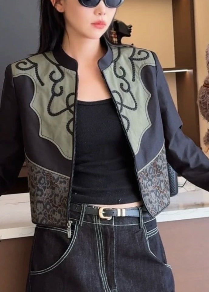 Style Horseshoe Sleeve Patchwork Short Jacket