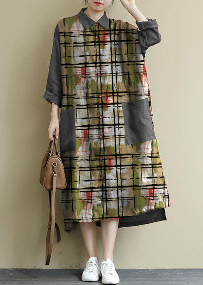 Black Bamboo Linen Shirt Dress Oversize Spring Maxi Dresses