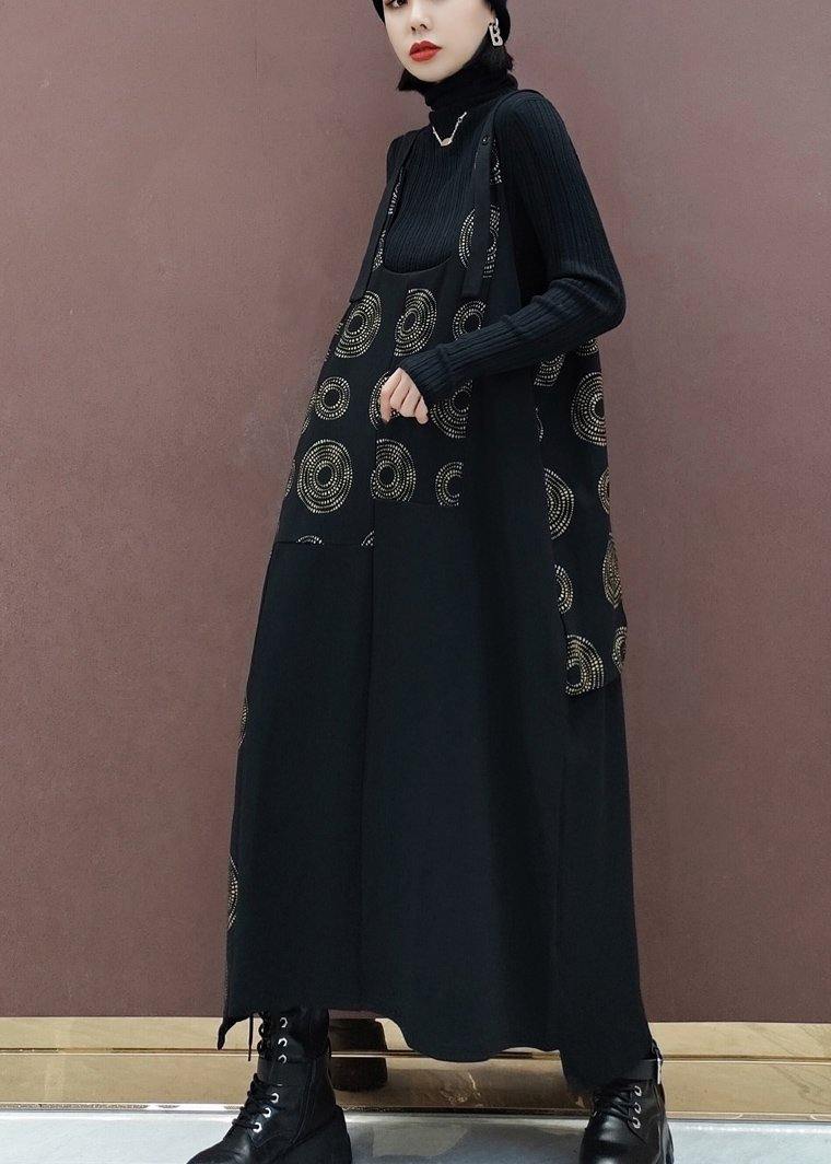 Modern Black Print Quilting Clothes Patchwork Kaftan Spring Dress