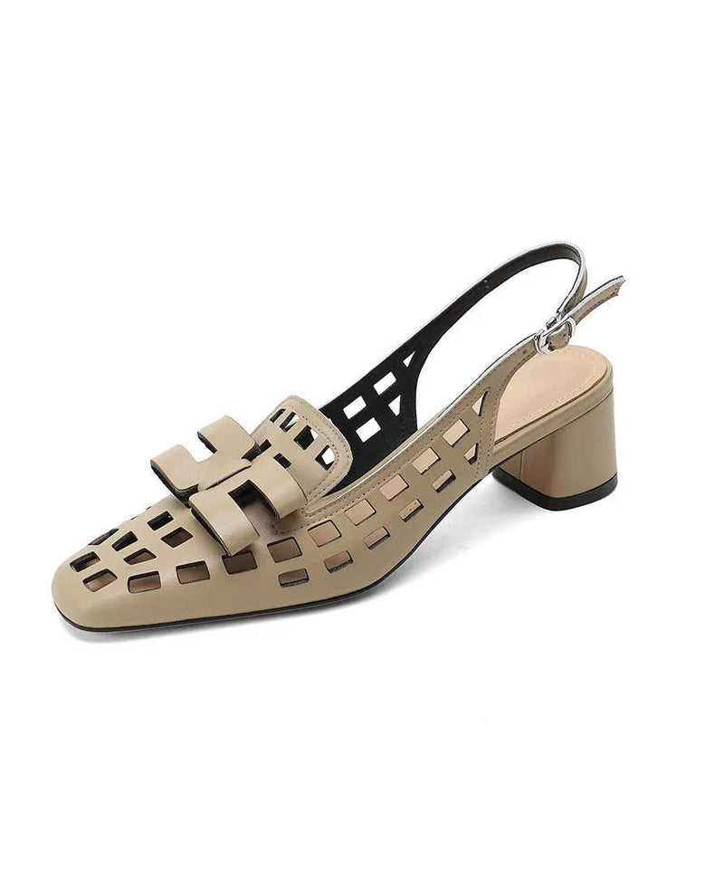 Classy Faux Leather Hollow Out Splicing Black Sandals