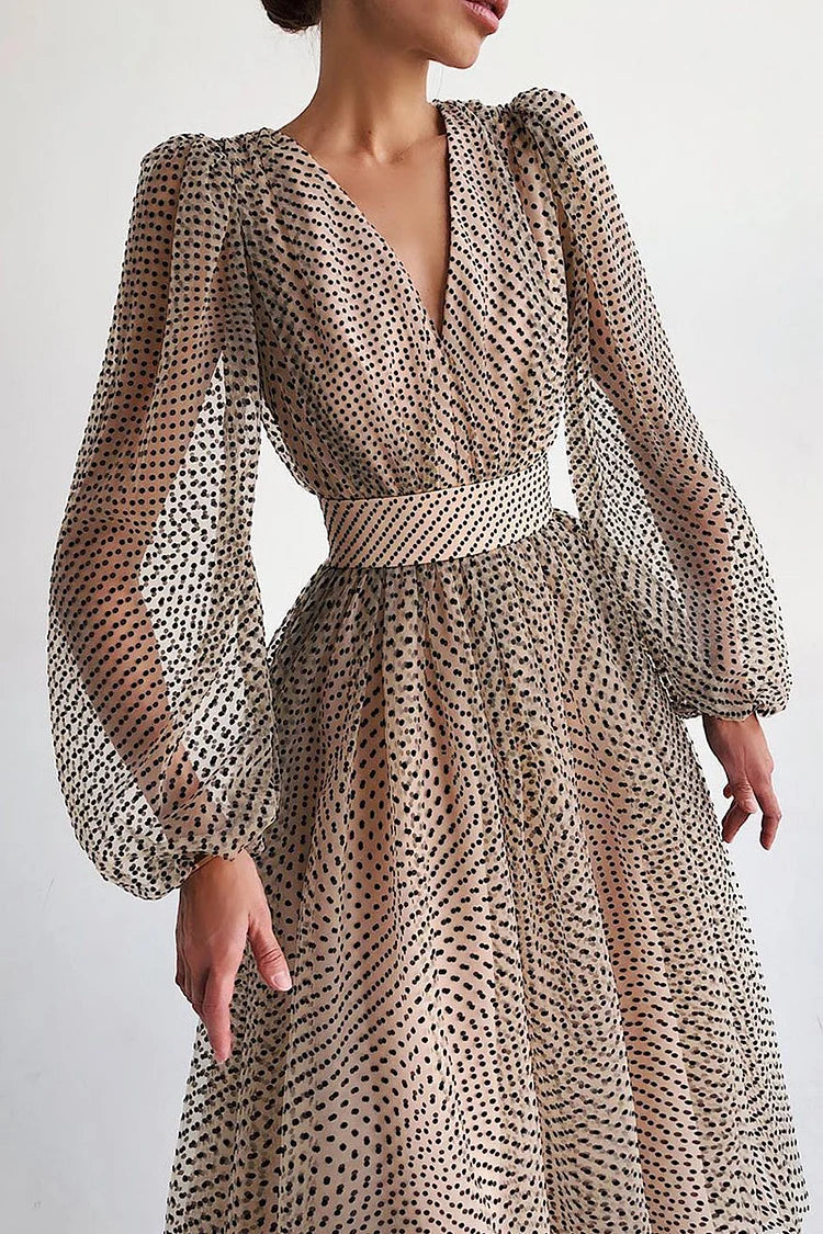 Dot Patchwork a Line Chiffon Dresses Spring