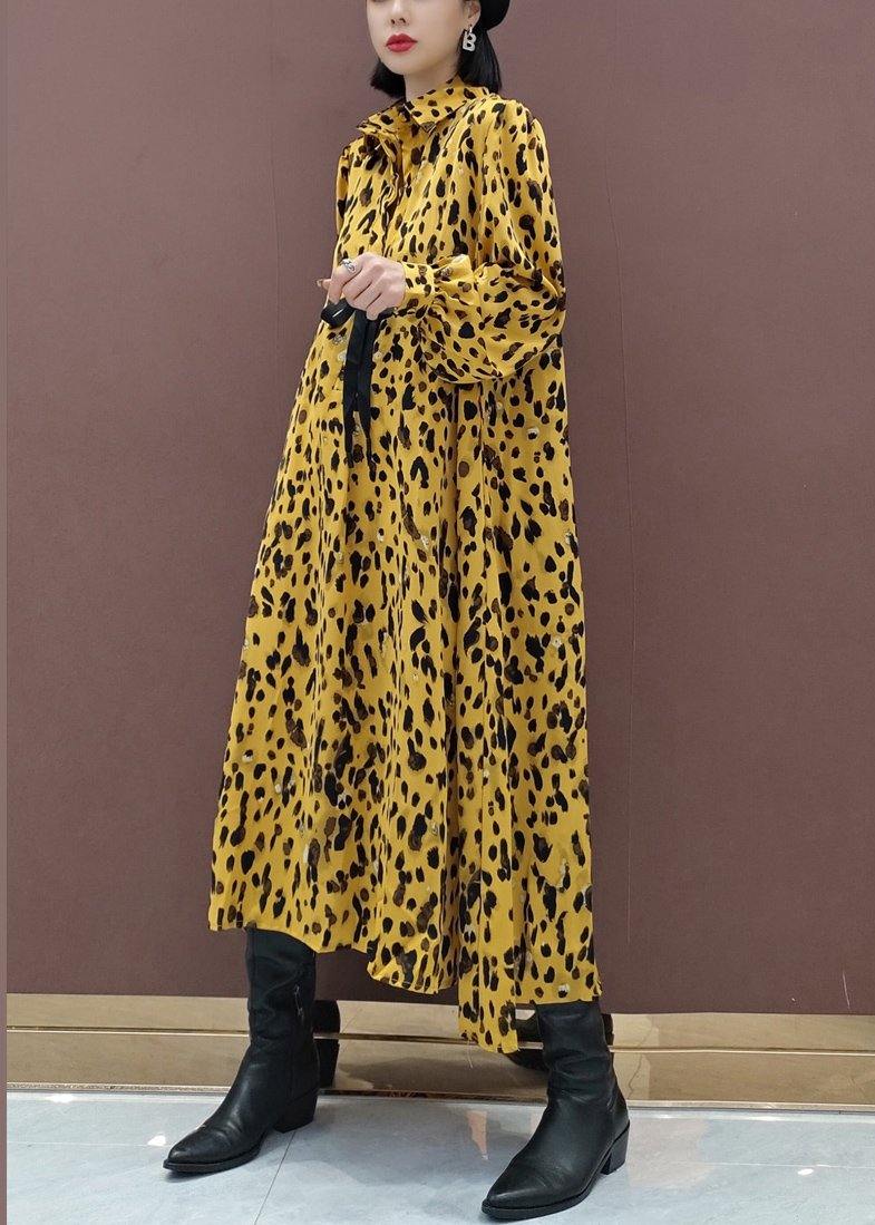 Lapel Large Hem Spring Clothes Ideas Yellow Dotted Maxi Dress
