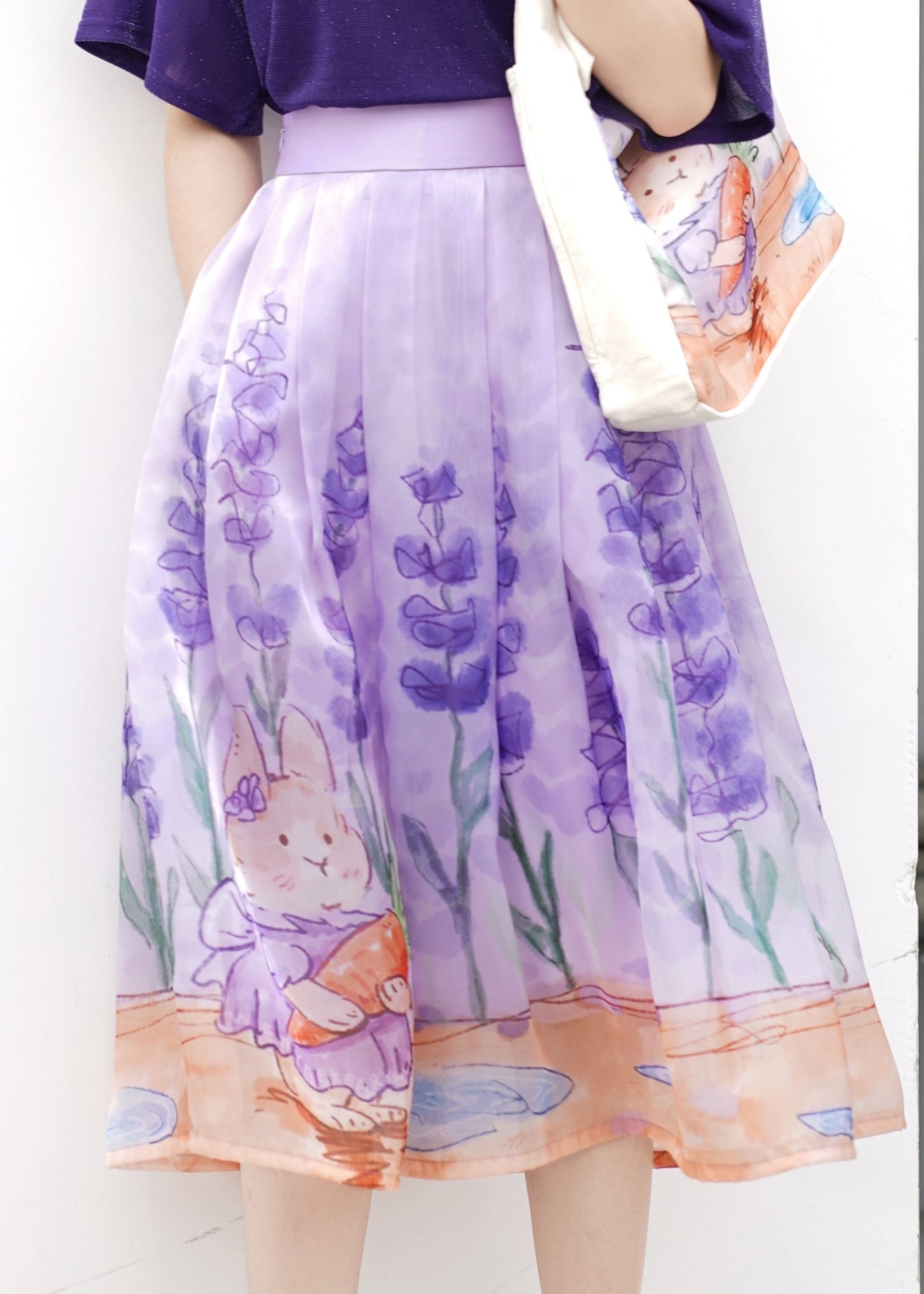 French Purple High Waist Tulle a Line Skirts Summer