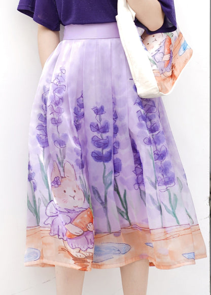French Purple High Waist Tulle a Line Skirts Summer