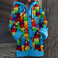 Colorful Dog Print Women's Cardigan Sweater artswardrobe