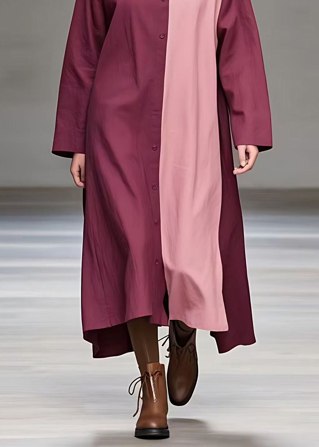 Colorblock Patchwork Low High Design Maxi Dresses Fall