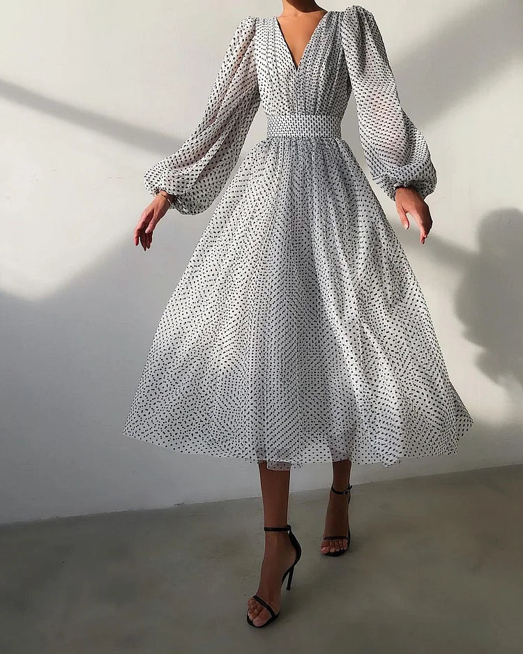 Dot Patchwork a Line Chiffon Dresses Spring