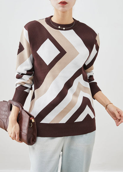Chocolate Print Thick Knit Short Sweater Winter