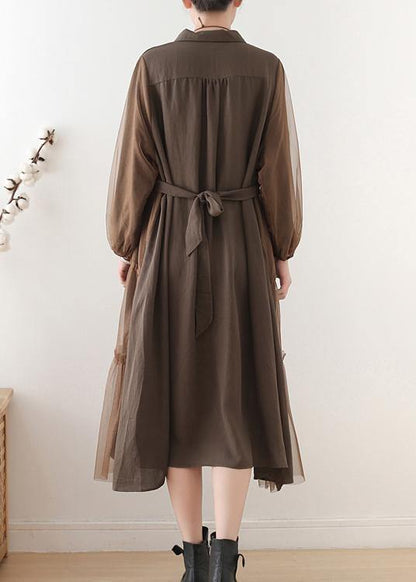 Chocolate Cotton Patchwork Tulle Summer Holiday Dress