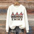 Christmas Fun Animal Pattern Women's Round Neck Flannel Sweatshirt