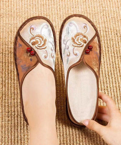 Comfortable Splicing Coffee Cotton Fabric Embroideried