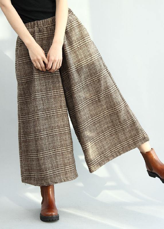 Stylish Khaki Loose Pockets Wide Leg Fall Pants