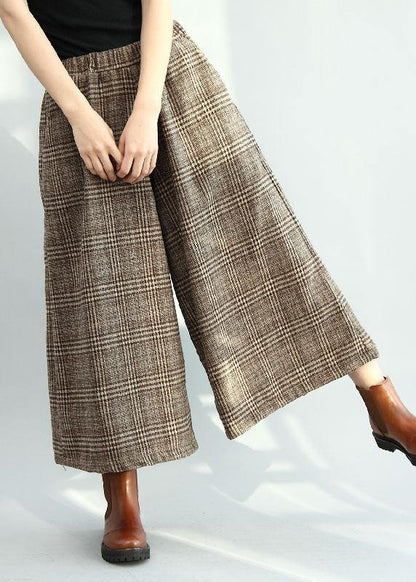 Stylish Khaki Loose Pockets Wide Leg Fall Pants
