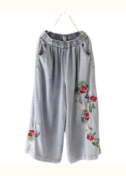 Grey Pockets Patchwork Draping Wide Leg Jeans