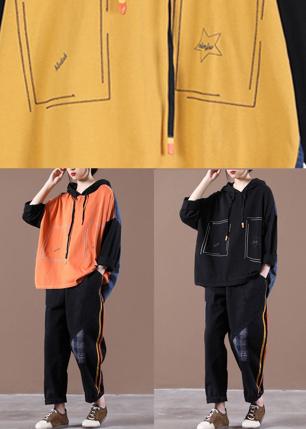 Black Denim Stitching Embroidery Suit
