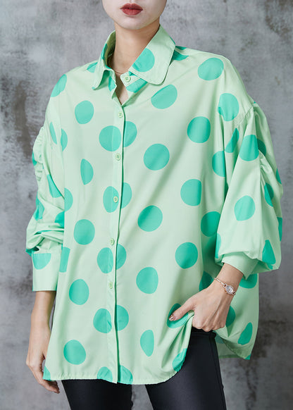 Diy Green Oversized Wrinkled Cotton Blouses Spring