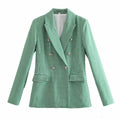 Check Set Double-Breasted Mid-Length Coat