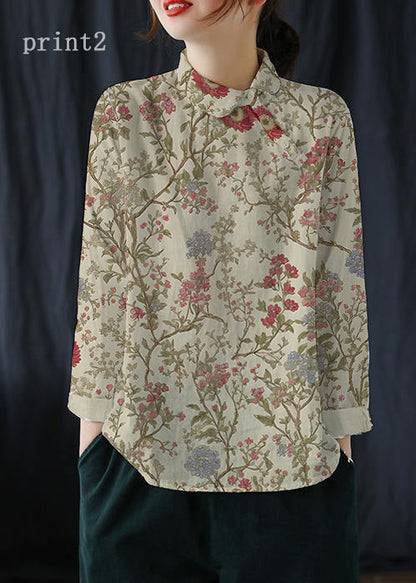 Pink Crane Clothes Lapel Button Down Spring Blouses
