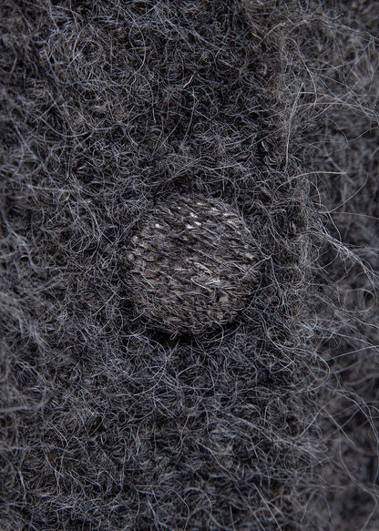 Dark Gray Fox Collar Button Patchwork Cozy Fall Knit Sailor Collar