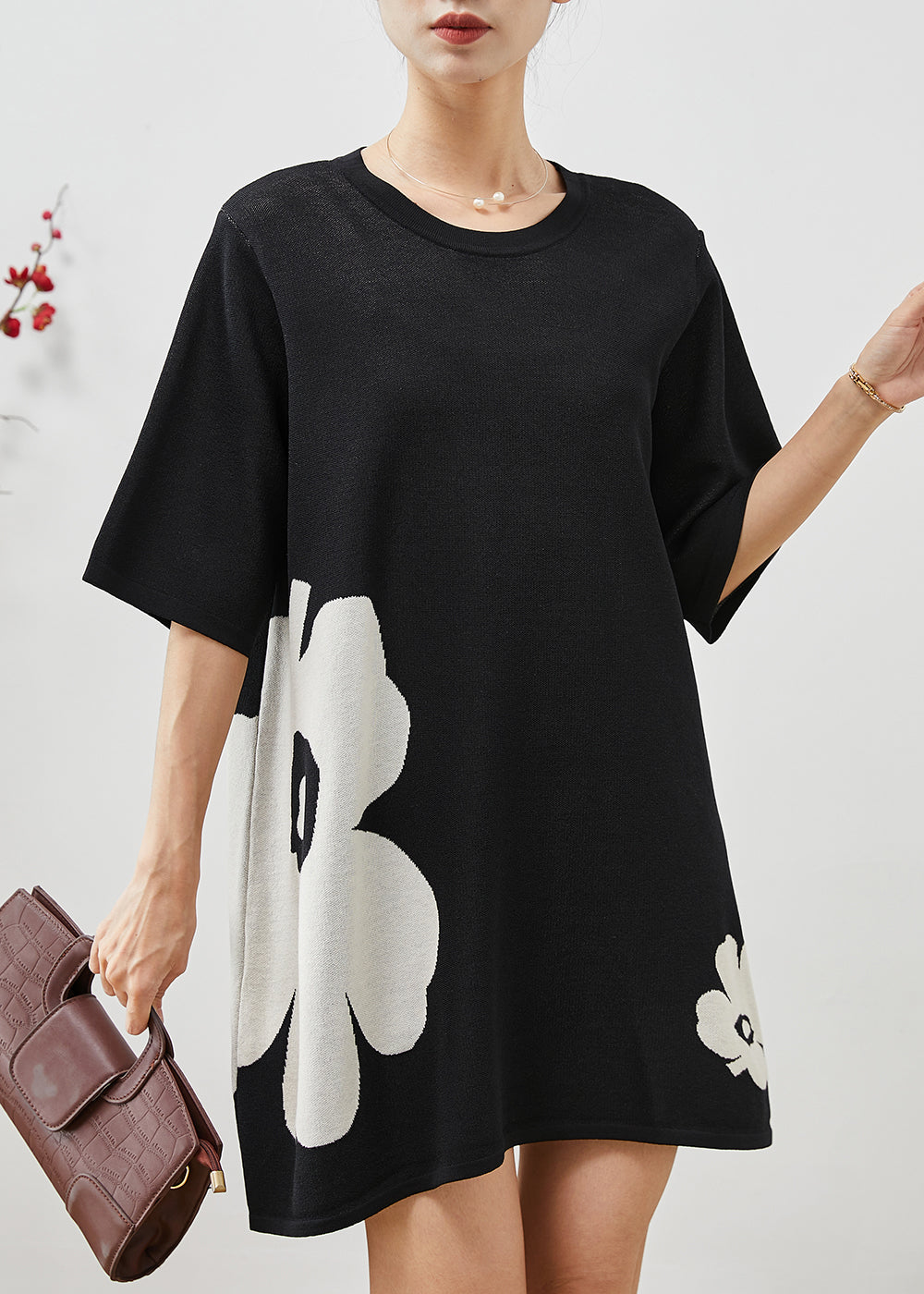 Black Oversized Cotton Mini Dress Summer