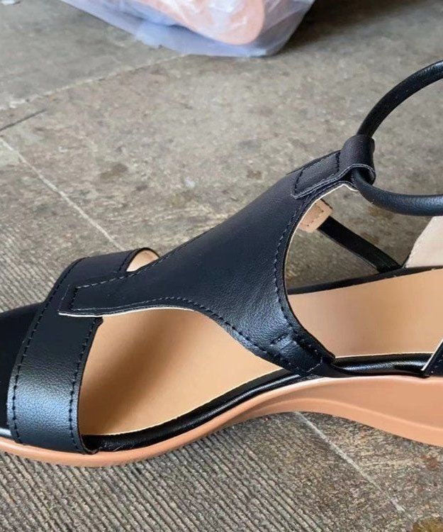 Red Peep Toe Zip Up Splicing Wedge Sandals