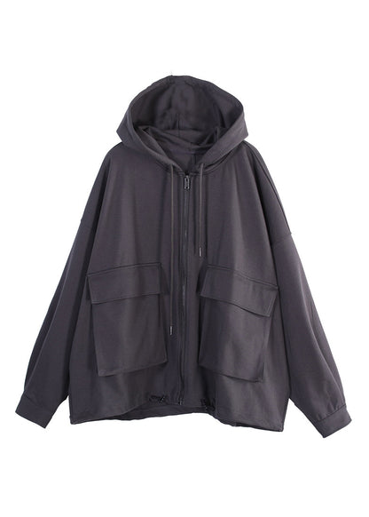Yellow Zippered Drawstring Cotton Hooded Coat Fall