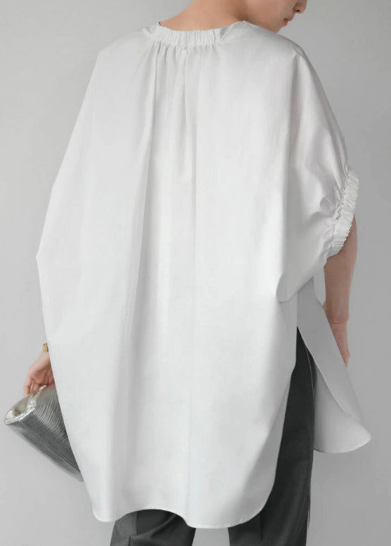 White Oversized Cotton Tanks Cloak Sleeves