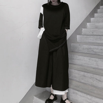 Black Clothes O Neck Patchwork Art Spring Blouses