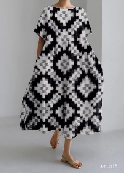 Flower Print11 Cotton Dresses Pockets Patchwork Spring