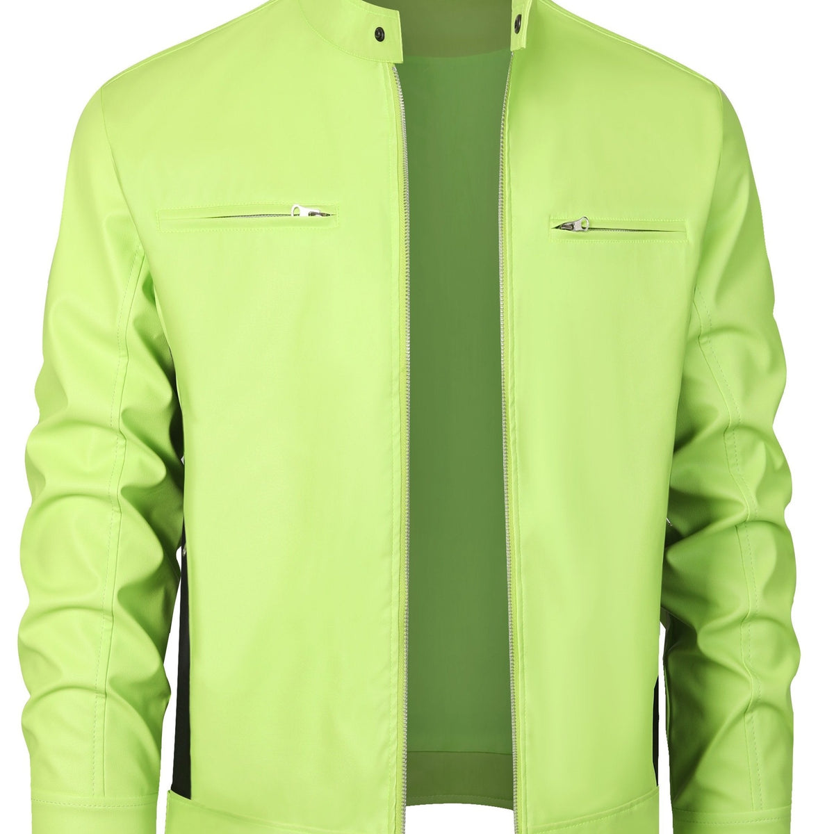 JO | Stylish PU leather jacket with color blocks and multi-zip design