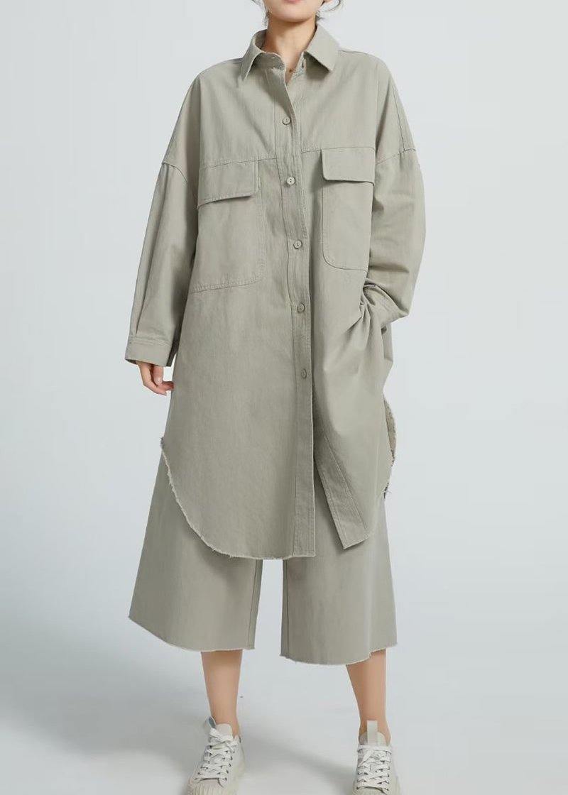 Cotton Long Shirt Tunics for Wardrobes Gray Dresses