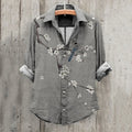 Comstylish Plum Blossom Bird Art Print Long Sleeve Cotton And Linen Shirt