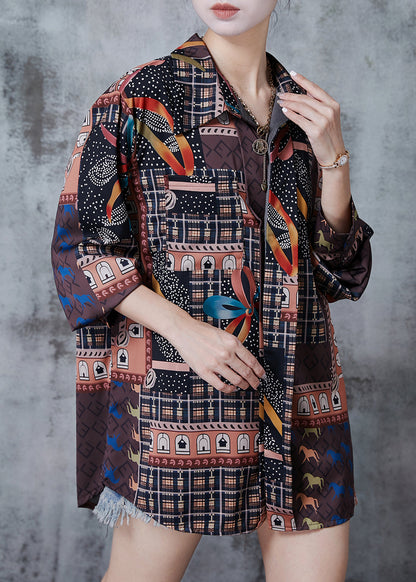 Chocolate Character Print Chiffon Shirts Spring
