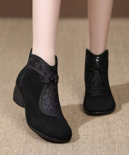 Retro Suede Breathable Mesh Splicing Brown Boots