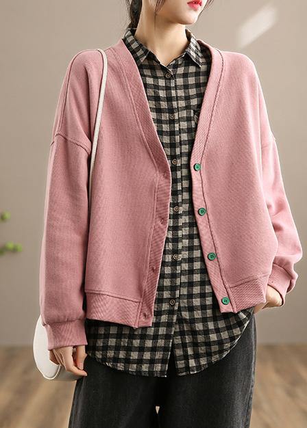 French Pink Clothes for Shape V Neck Button Down Spring Coats