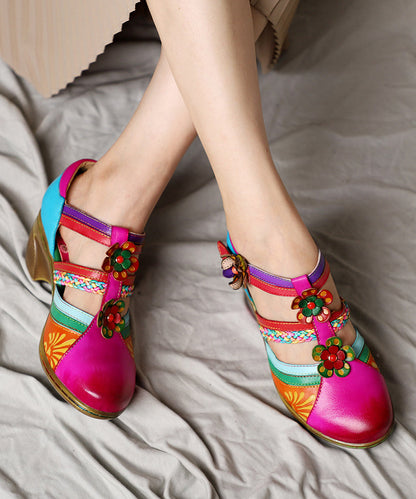 Blue Hollow Out Splicing Chunky Sandals