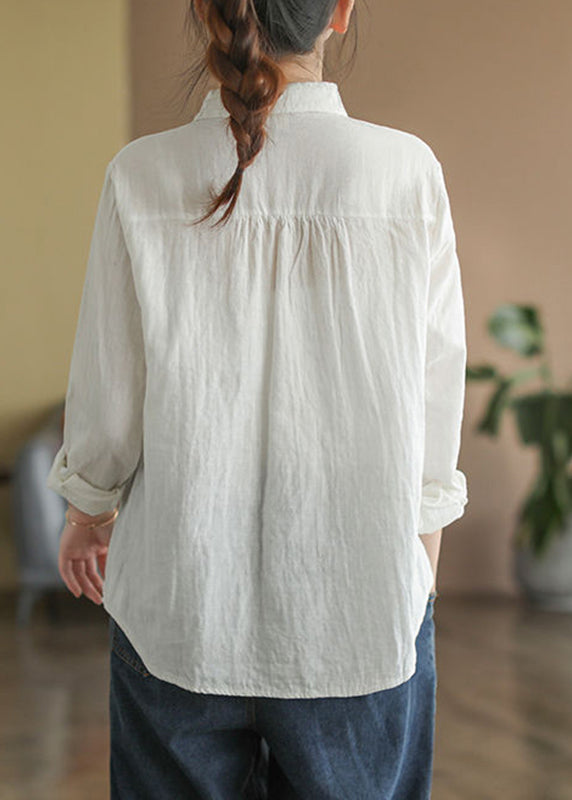 White Peter Pan Collar Cotton Top Fall
